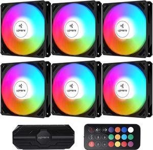 upHere 120mm Case Fan RGB LED,Quiet Edition Case Fan for PC Computer Cases Cooling,6-Pack / NK1206-6