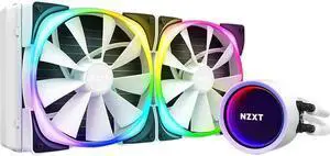 NZXT Kraken X63 RGB 280mm - RL-KRX63-RW - AIO RGB CPU Liquid Cooler - Rotating Infinity Mirror Design - Powered By CAM V4 - RGB Connector - 2 x Aer P 140mm Radiator Fans White LGA 1700 Compatible