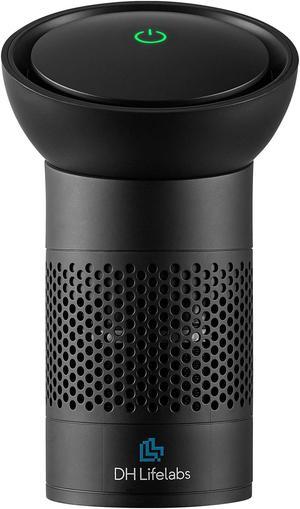 DH Lifelabs Sciaire Portable Air Purifier, Eliminates 99% Bacteria & Viruses, Ions Actively Clean & Deodorize Air, 3-Stage Filter Allergies Pets, USB Powered for Personal Space Car Desk Black