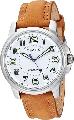 timex men's tw4b16400 expedition field tan/white leather strap watch