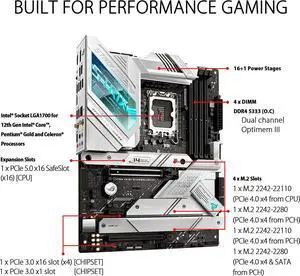 ASUS ROG STRIX Z690-A GAMING WIFI D4 LGA 1700 Intel Z690 ATX M.2 Desktop Motherboard A