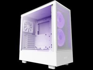 NZXT H5 Flow RGB CC-H51FW-R1 White ATX Mid Tower RGB Desktop Computer Case (CC-H51FW-R1)