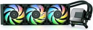 EK 360mm AIO Elite, D-RGB All-in-One Liquid CPU Cooler with EK-Vardar High-Performance PMW Fans, Water Cooling Computer Parts, 120mm Fan, Intel 115X/1200/2066, AMD AM4, (360mm AIO) LGA 1700 Compatible