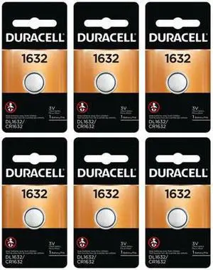 6-Pack CR1632 Duracell 3 Volt Lithium Coin Cell Battery