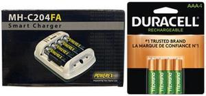 Powerex MHC204FA AA  AAA Smart Battery Charger  4 AAA Duracell Rechargeable DX2400 Batteries 900 mAh