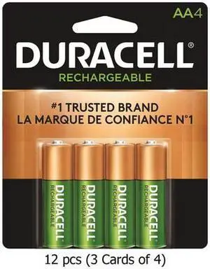 12-Pack AA Duracell Rechargeable (DX1500) 2500 mAh Batteries (3 Cards of 4)