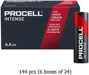 144-Pack AA Duracell Procell Intense PX1500 Alkaline Batteries (6 Boxes of 24)
