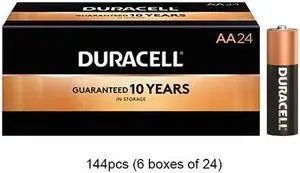 144-Pack AA Duracell Coppertop MN1500 Alkaline Batteries (6 Boxes of 24)