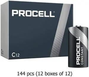 144-Pack C Duracell Procell Constant PC1400 Alkaline Batteries (12 Boxes of 12)