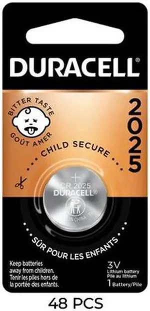 48-Pack CR2025 Duracell 3 Volt Lithium Coin Cell Batteries