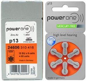 Size P13 PowerOne Hearing Aid Batteries (60pcs - 1 Box)