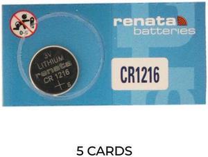 5-Pack CR1216 Renata 3 Volt Lithium Coin Cell Batteries