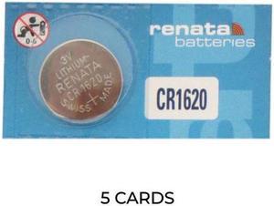 5-Pack CR1620 Renata 3 Volt Lithium Coin Cell Batteries