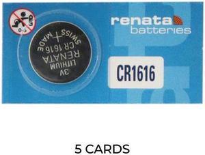 5-Pack CR1616 Renata 3 Volt Lithium Coin Cell Batteries