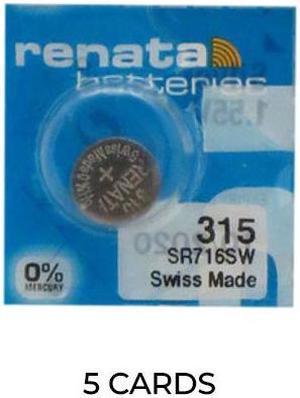 5-Pack 315 / SR716SW Renata Silver Oxide Button Batteries