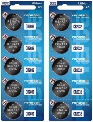 10-Pack CR2032 Renata Lithium 3 Volt Lithium Coin Cell Batteries