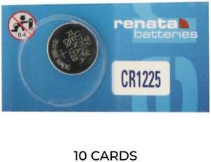 10-Pack CR1225 Renata 3 Volt Lithium Coin Cell Batteries (On Cards)