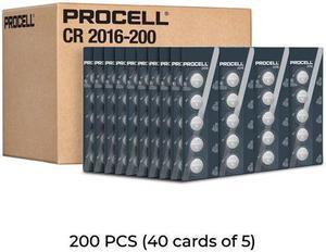 200-Pack Procell CR2016 Coin Cell Lithium Batteries (40 Cards of 5)