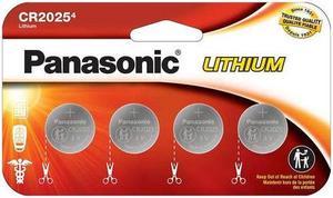 CR2025 Panasonic 3 Volt Lithium Coin Cell Batteries (4 Card)