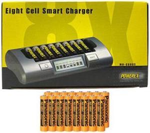 Powerex MHC800S Eight Slot Smart Charger  16 AAA Panasonic 700 mAh NiMH Batteries Low Discharge