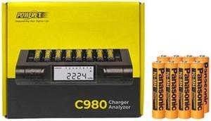 Powerex C980 Smart Charger & 8 AAA Panasonic 700 mAh NiMH Rechargeable Batteries (Low Discharge)