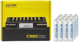 Powerex C980 Smart Charger & 16 AAA NiMH Panasonic Eneloop Battery (800 mAh)