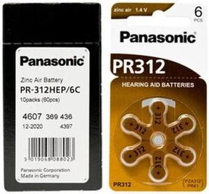 Size PR312 Panasonic Hearing Aid Batteries PR41 (60pcs - 1 Box)