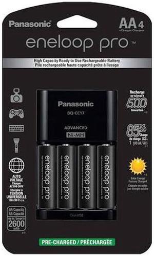 Panasonic BQ-CC17 Smart Battery Charger + 4 AA (2600mAh) Panasonic Eneloop Pro Rechargeable Batteries