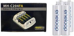Powerex MH-C204FA AA / AAA Smart Battery Charger & 4 x AA NiMH Panasonic (Sanyo) Eneloop Rechargeable Batteries (2000 mAh)