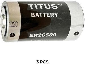 3-Pack 3.6 Volt ER26500 Titus C Primary Lithium Battery (8500 mAh)