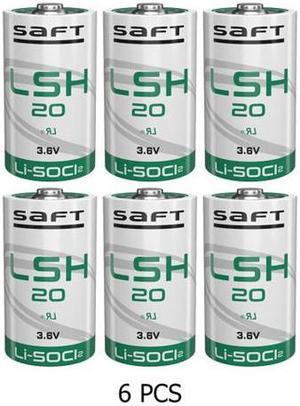 6-Pack Saft LSH20 3.6 Volt D 13000 mAh Lithium Batteries