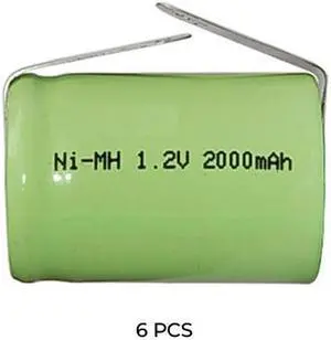 6-Pack 4/5 Sub C NiMH Batteries with Tabs (2000 mAh)