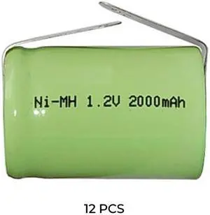 12-Pack 4/5 Sub C NiMH Batteries with Tabs (2000 mAh)