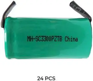 24-Pack Sub C NiMH Batteries with Tabs (3300 mAh)