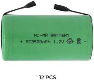 12-Pack Sub C NiMH Batteries with Tabs (3500 mAh)