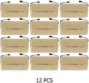 12-Pack Sub C 2200 mAh NiCd Paper Wrapped Batteries with Tabs