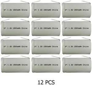 12-Pack Sub C NiCd 1500 mAh Batteries with Tabs