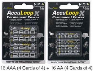 16 x AAA +16 x AA AccuPower AccuLoop-X NiMH Battery Combo