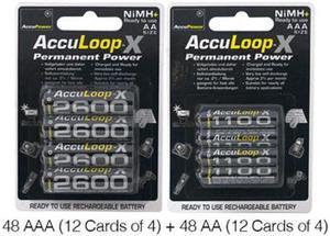 48 x AAA (1100 mAh) + 48 x AA (2600 mAh) AccuPower AccuLoop-X NiMH Battery Combo