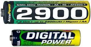 24 x AAA (1200 mAh) + 24 x AA (2900 mAh) NiMH AccuPower Batteries