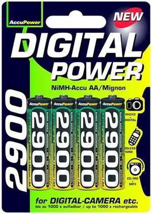 AA AccuPower NiMH 2900 mAh Batteries (4 Card)
