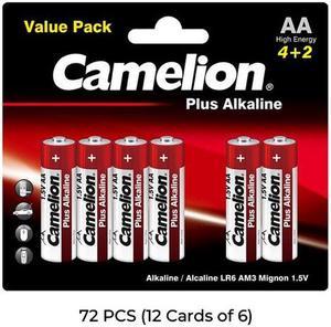 72-Pack AA Camelion Plus Alkaline Batteries (12 Cards of 6)