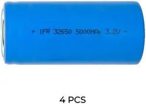 4-Pack 3.2 Volt 32650 LiFePO4 Batteries (5000 mAh)