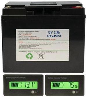12 Volt LiFePO4 Battery Pack (21 Ah) (252Wh, 30Amp rate) with LCD