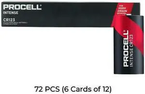72-Pack CR123 Duracell Procell Intense Lithium Batteries