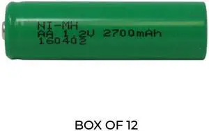 12-Pack AA NiMH 2700 mAh Batteries