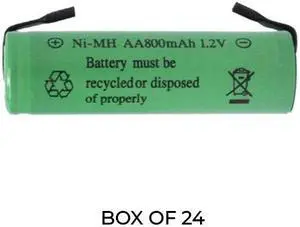 24-Pack AA NiMH 800 mAhRechargeable Batteries with Tabs