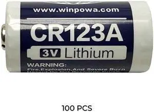 100-Pack CR123 WinPow 3 Volt Lithium Batteries
