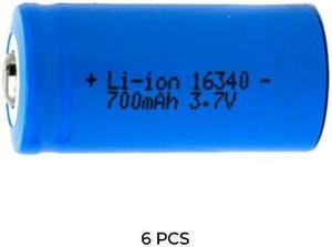 6-Pack 3.7 Volt RCR123A (16340) Lithium Ion Batteries (700 mAh)