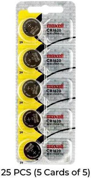 25-Pack Maxell CR1620 3V Lithium Batteries (5 Cards of 5)